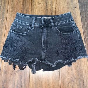 Black American Eagle Hi-Rise Shorts